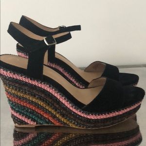 Anthropologie Suede Wedge Sandals